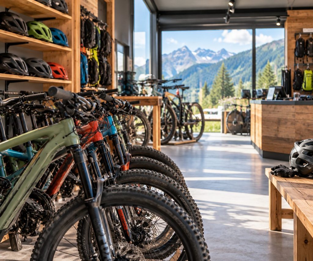 Mountain bike in un negozio di noleggio