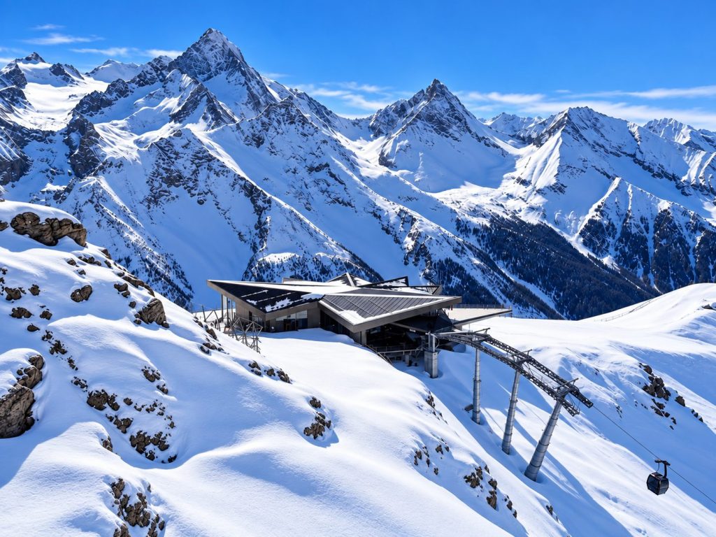 La Stella di Pila a 2.700 metri d'inverno, circondata dalle vette innevate