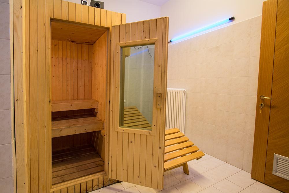 La sauna in legno dell'hotel